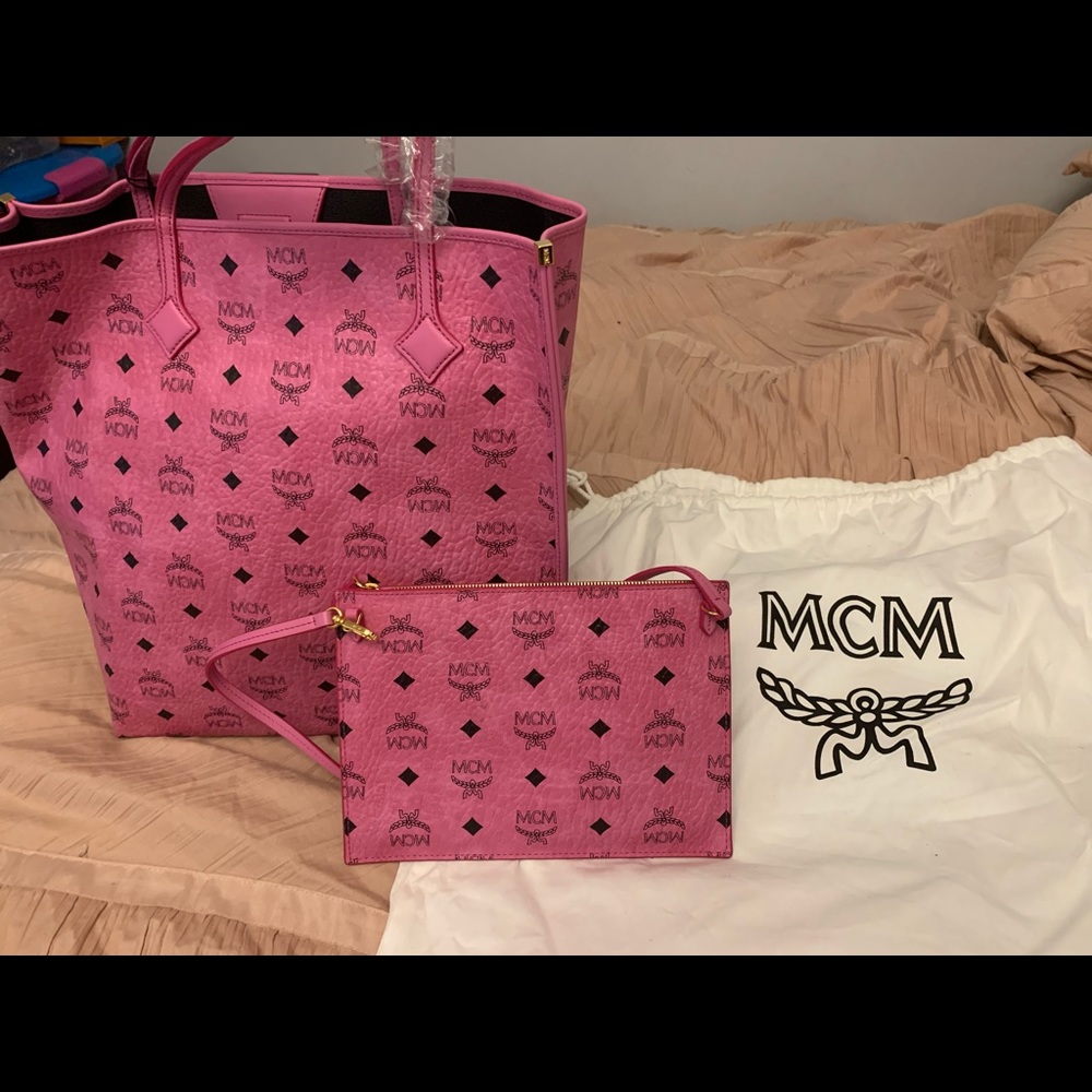 MCM Pink Tote with matching pink wristlet